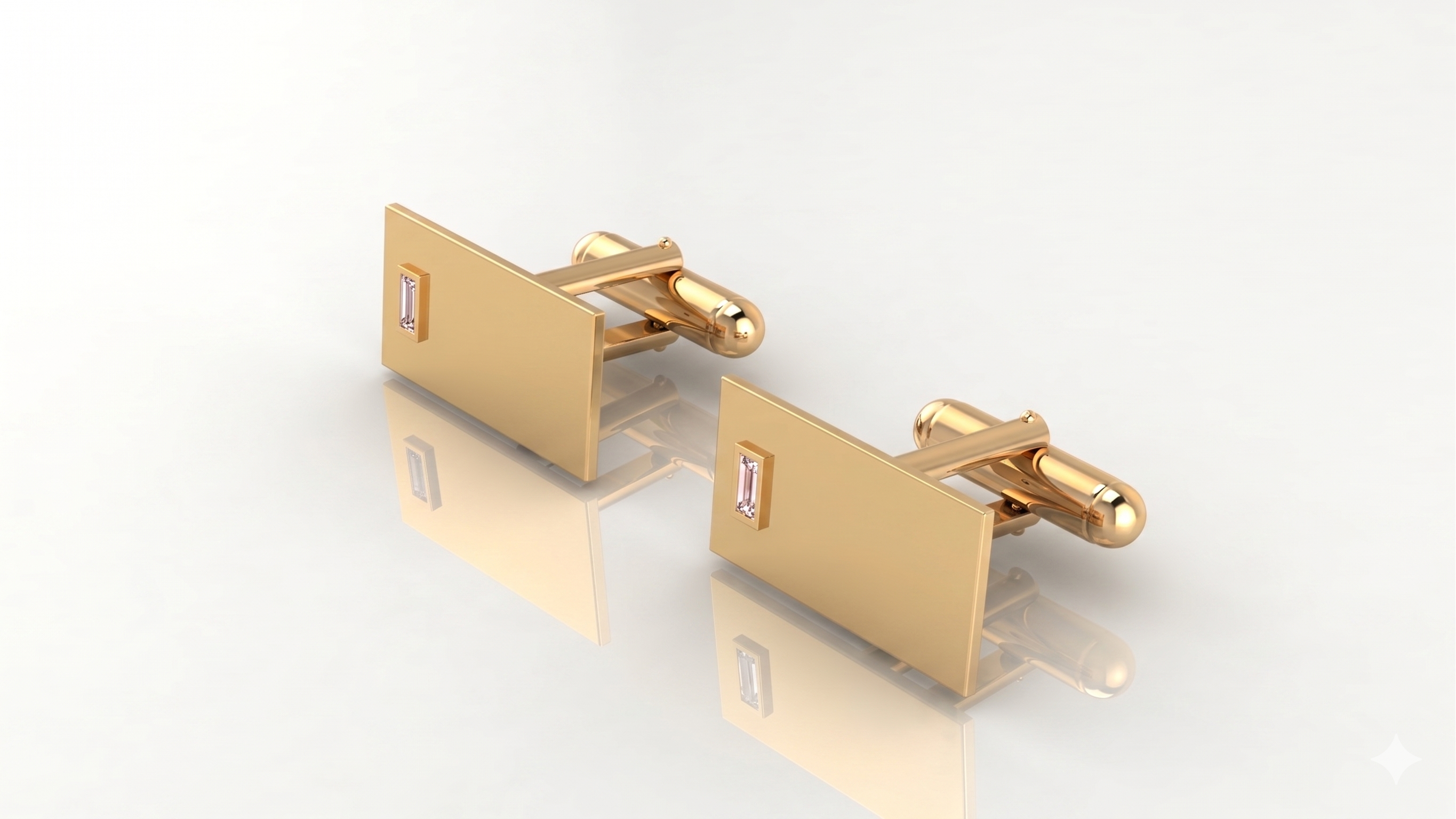Mancuernilla rectangular con un diamante corte baguette - Matias