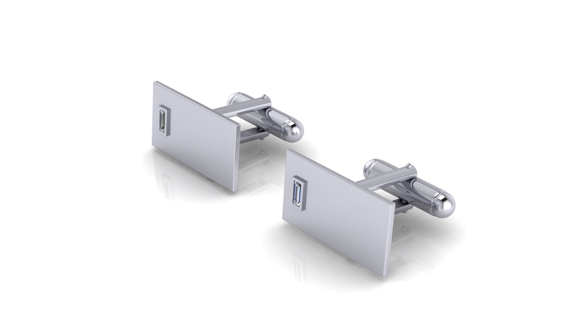 Mancuernilla rectangular con un diamante corte baguette - Matias