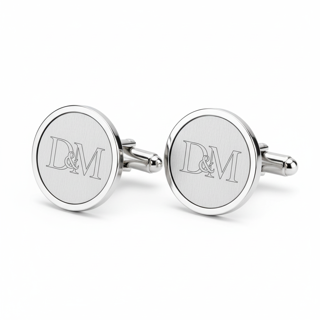 Mancuernillas circulares con iniciales en alto relieve - Personalizable
