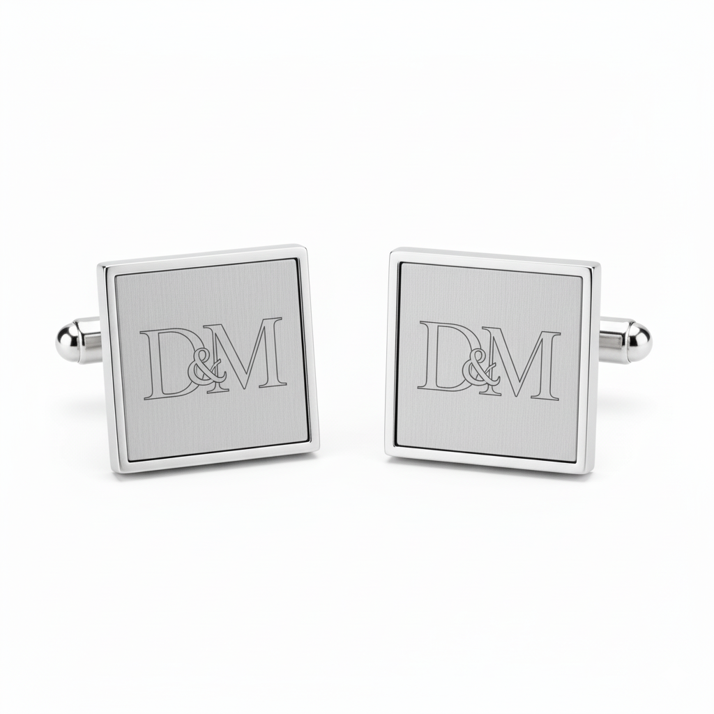 Mancuernillas cuadradas con iniciales en alto relieve - Personalizable