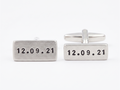 Mancuernillas rectangulares con fecha grabada a laser - Personalizable