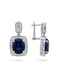 Aretes con Diamantes Naturales y Circonia Azul