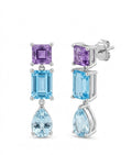 Aretes con Amatista, Topacio y Aquamarina