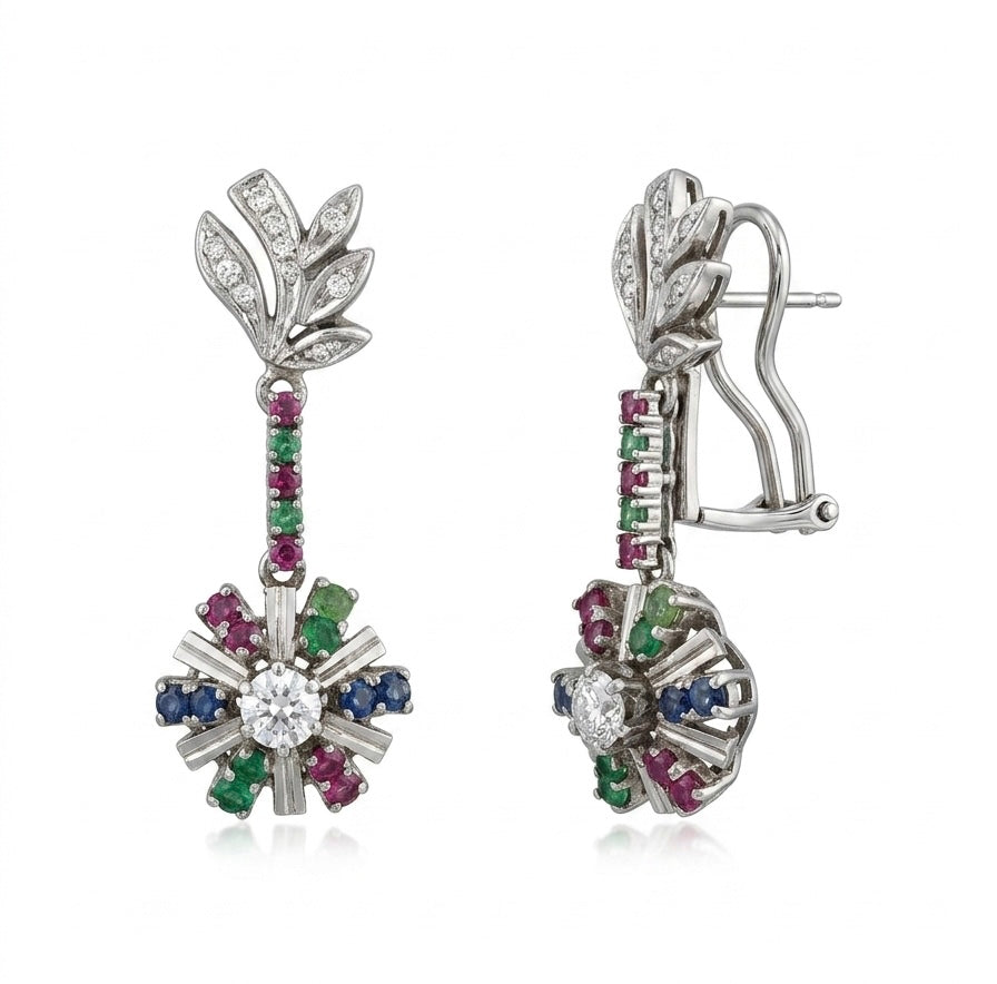 Aretes Flor Tricolor