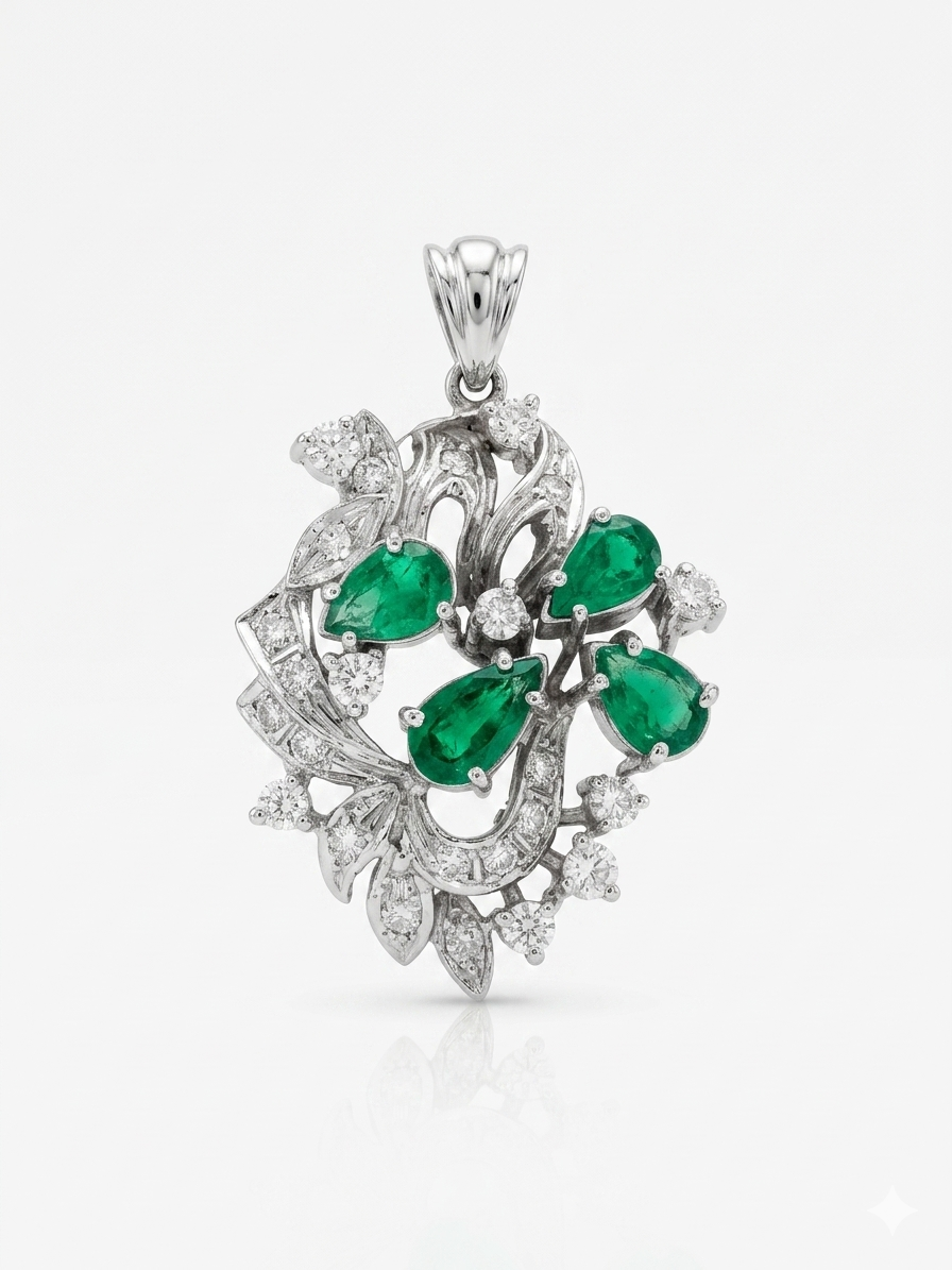 Dije de Esmeraldas y Diamantes Naturales