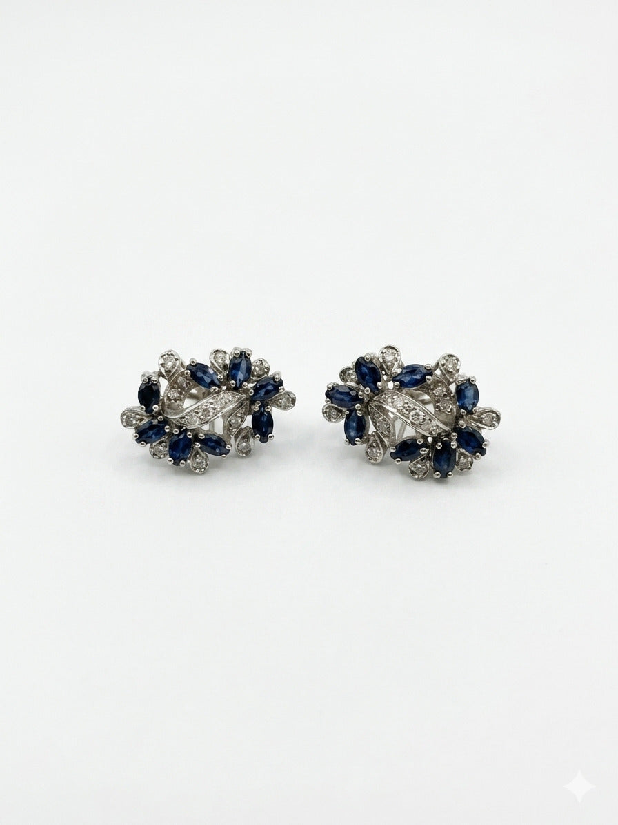 Aretes Plata Palladium y Zafiros