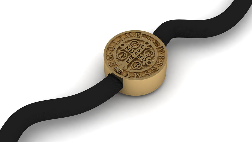 Pulsera de cuero con charm de San Benito - Enzo