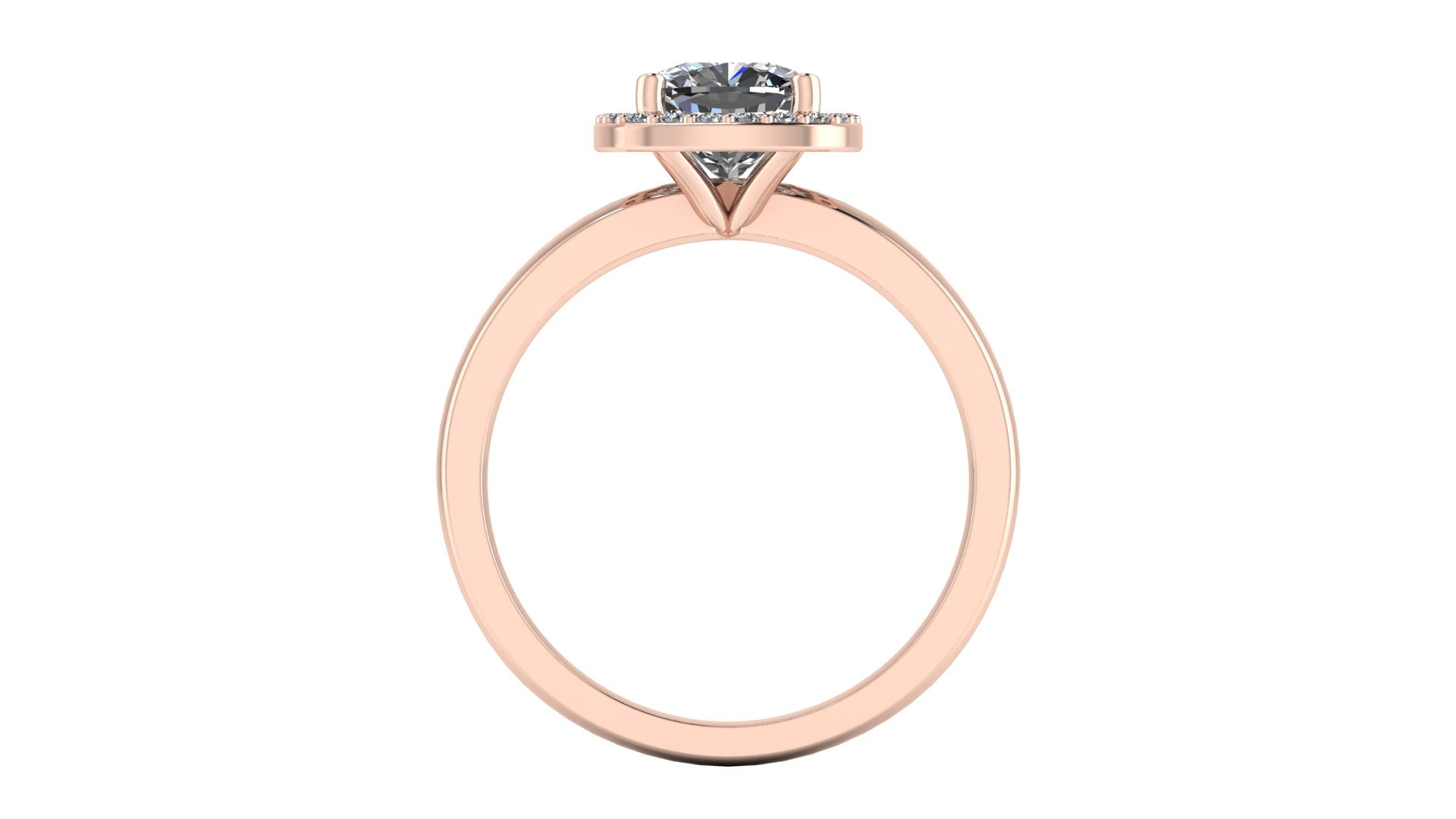 Anillo de compromiso  radiant, diamantes laterales y en halo - Antonio