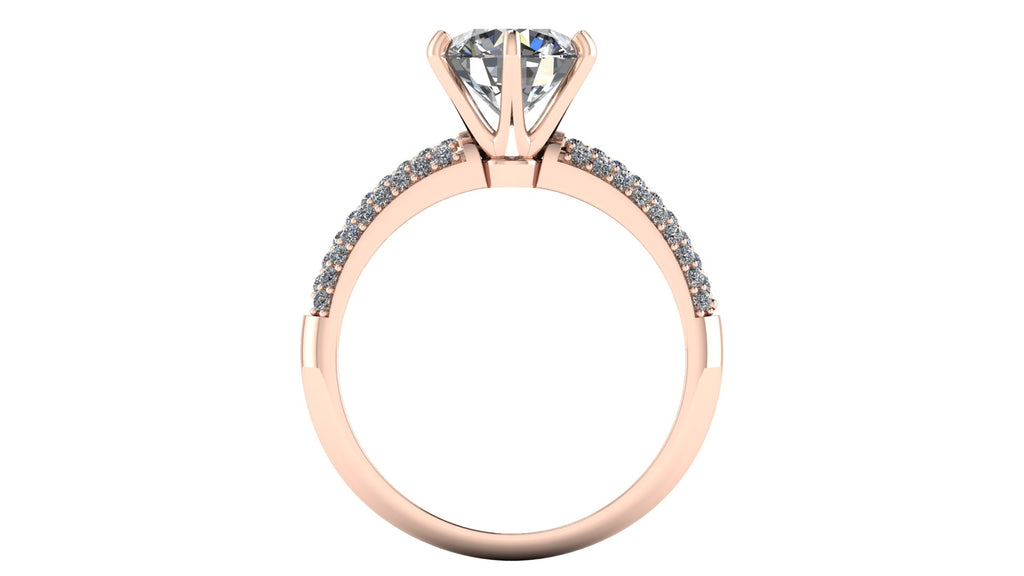 Anillo de compromiso  redondo, diamantes laterales - Gerardo