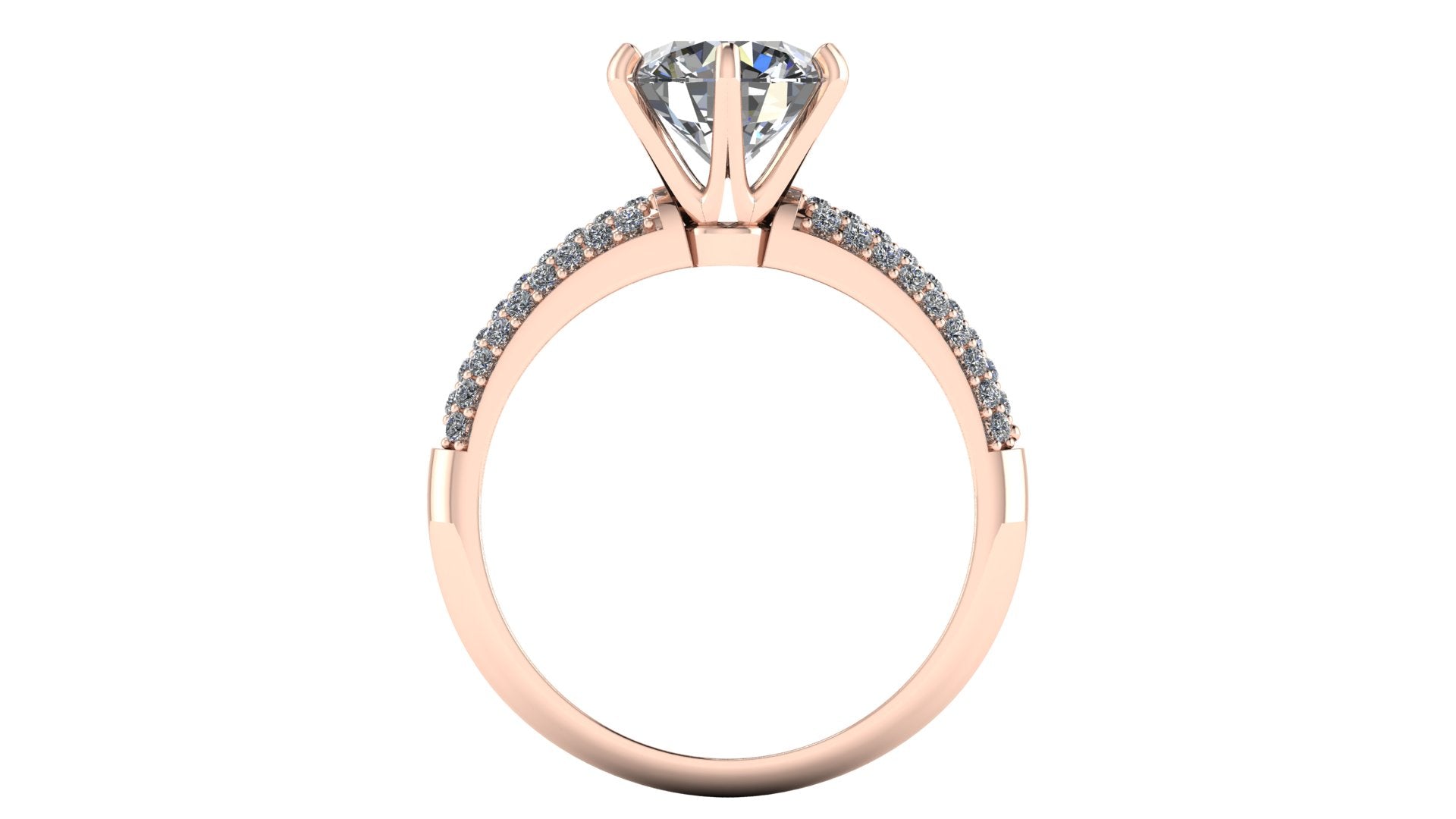 Anillo de compromiso  redondo, diamantes laterales - Gerardo