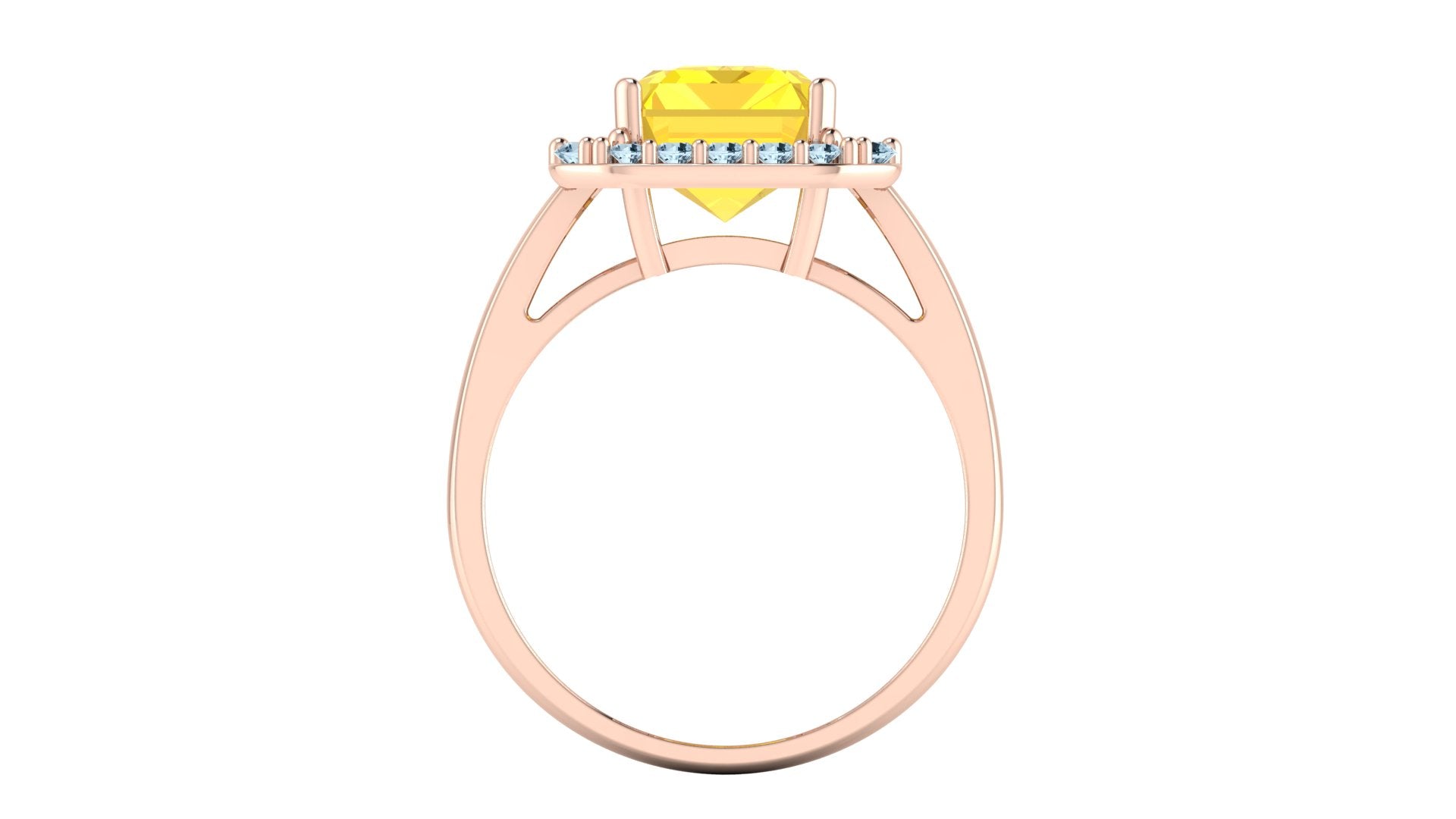 Anillo con citrino corte baguette y halo de topacios - Gala