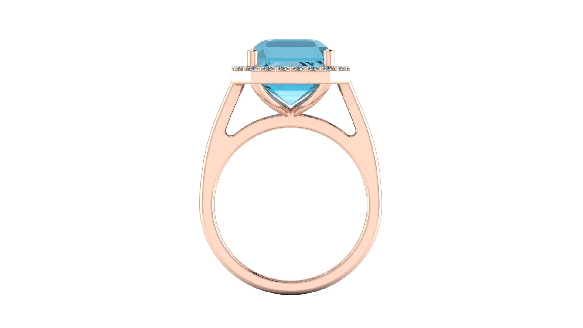 Anillo con topacio central corte esmeralda y halo de diamantes - Josefa