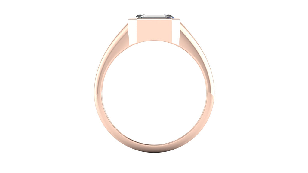 Anillo de compromiso solitario bicelado corte esmeralda - Ricardo