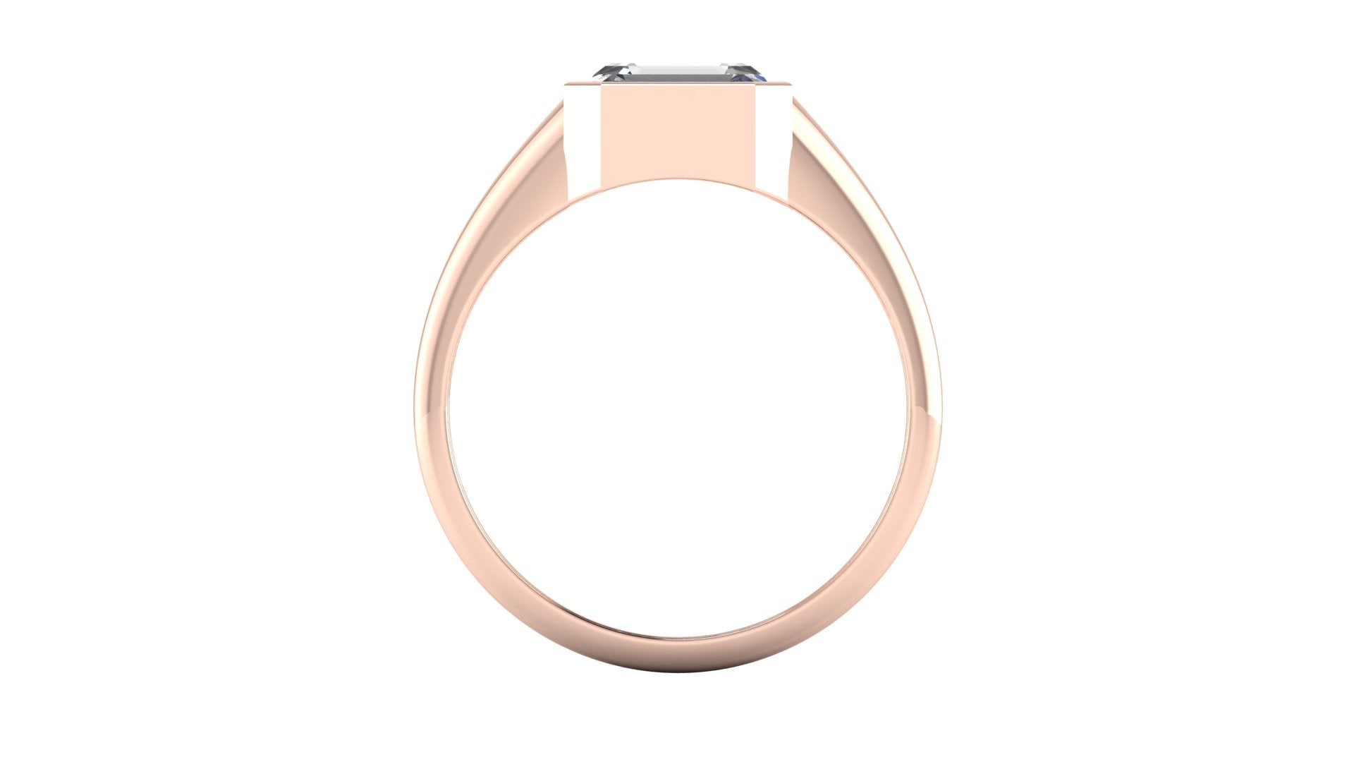 Anillo de compromiso solitario bicelado corte esmeralda - Ricardo