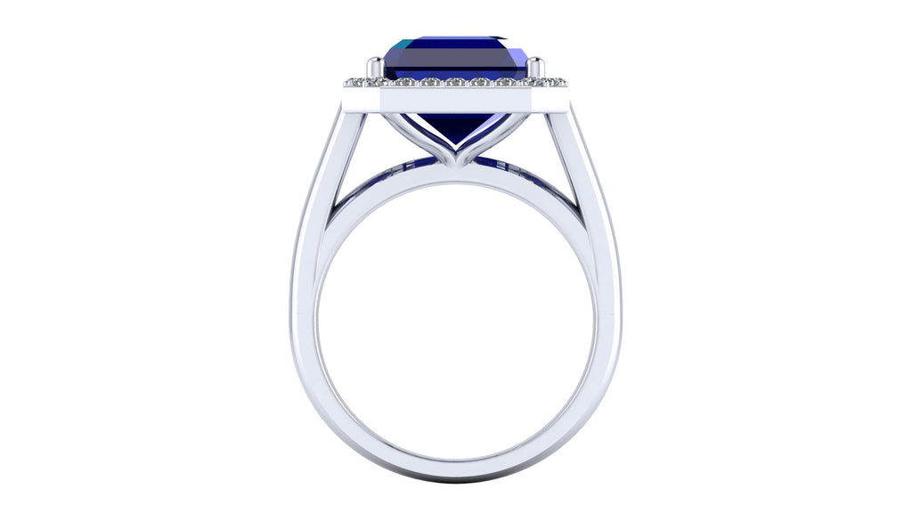 Anillo de esmeralda y halo de diamantes - Diana