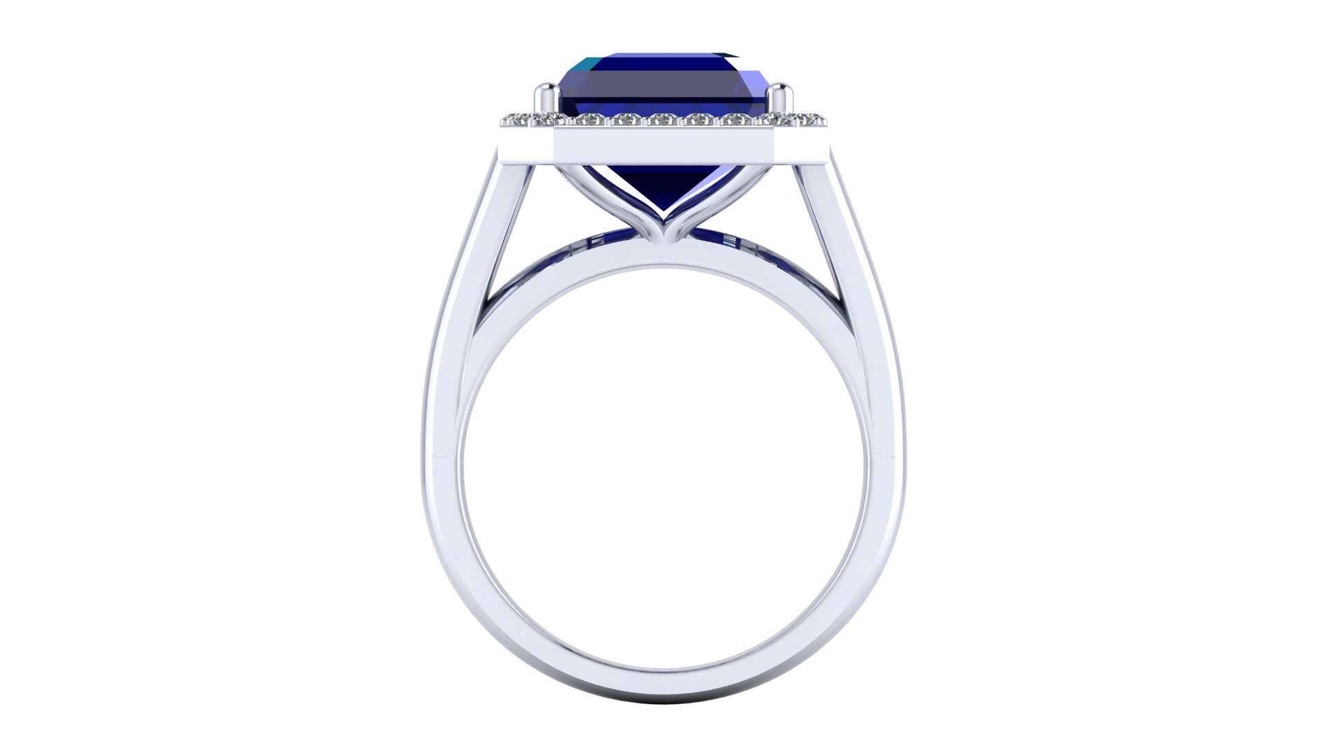 Anillo de esmeralda y halo de diamantes - Diana
