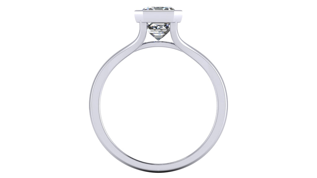 Anillo de compromiso solitario bicelado corte esmeralda - Omar