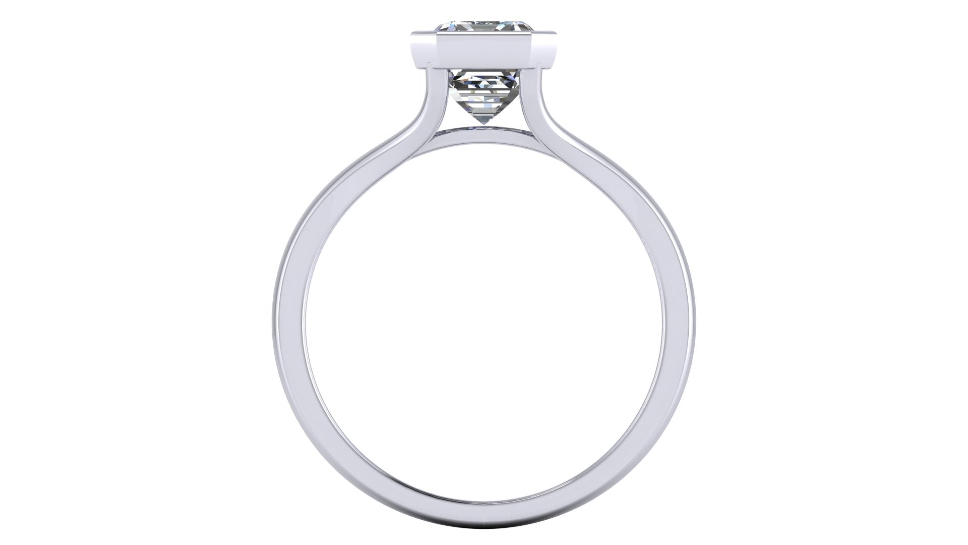 Anillo de compromiso solitario bicelado corte esmeralda - Omar