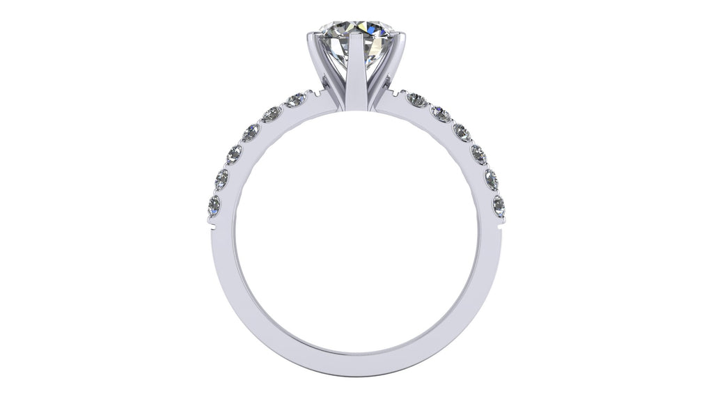 Anillo de compromiso  redondo, diamantes laterales - Daniel