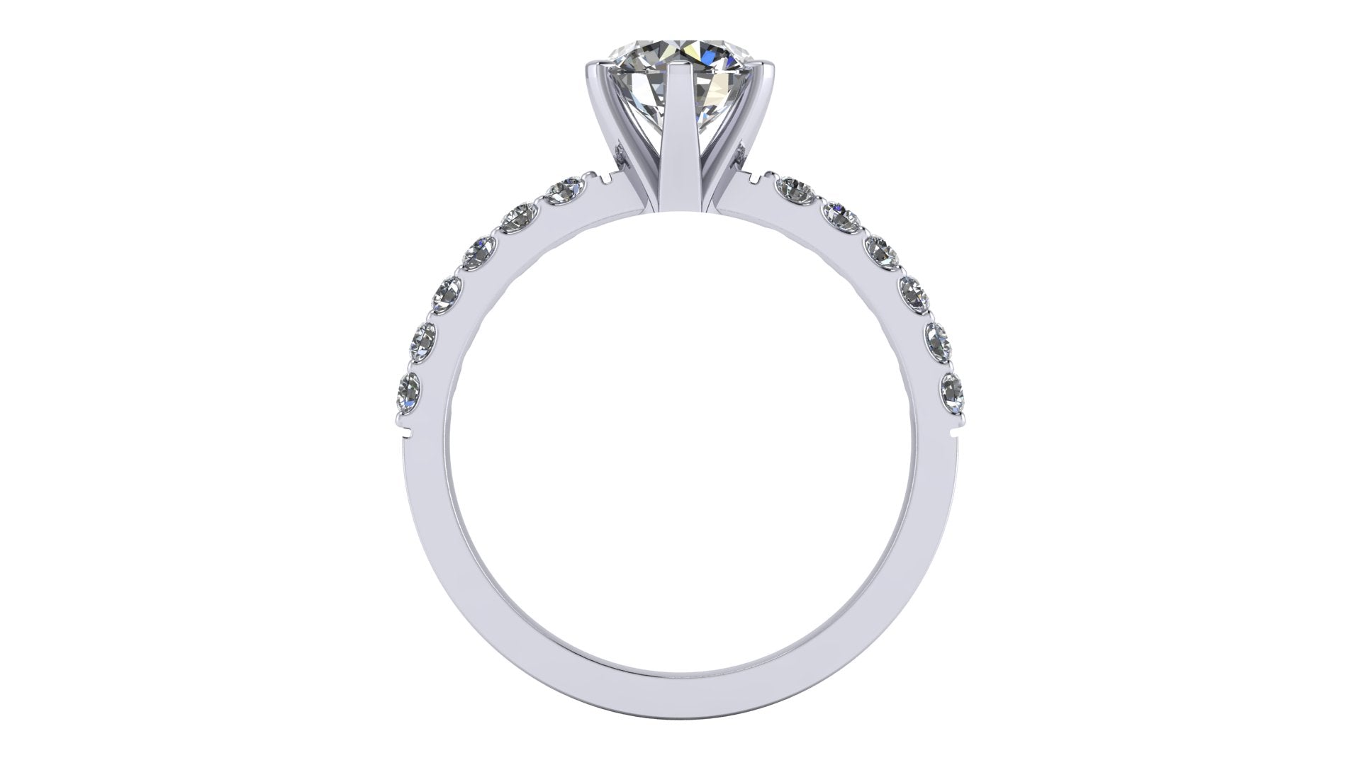 Anillo de compromiso  redondo, diamantes laterales - Daniel
