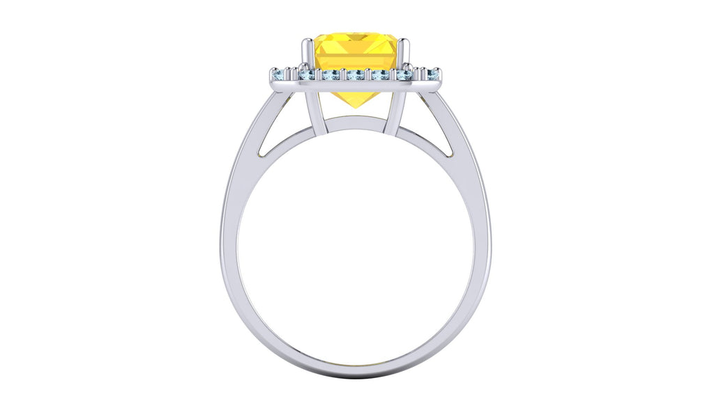 Anillo con citrino corte baguette y halo de topacios - Gala