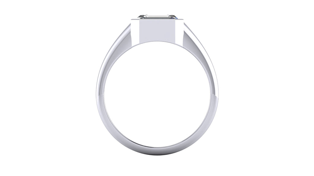 Anillo de compromiso solitario bicelado corte esmeralda - Ricardo