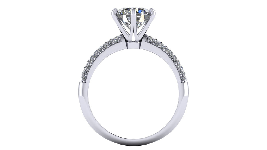 Anillo de compromiso  redondo, diamantes laterales - Gerardo