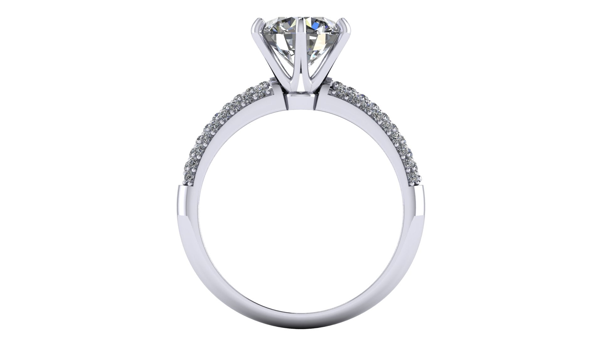 Anillo de compromiso  redondo, diamantes laterales - Gerardo