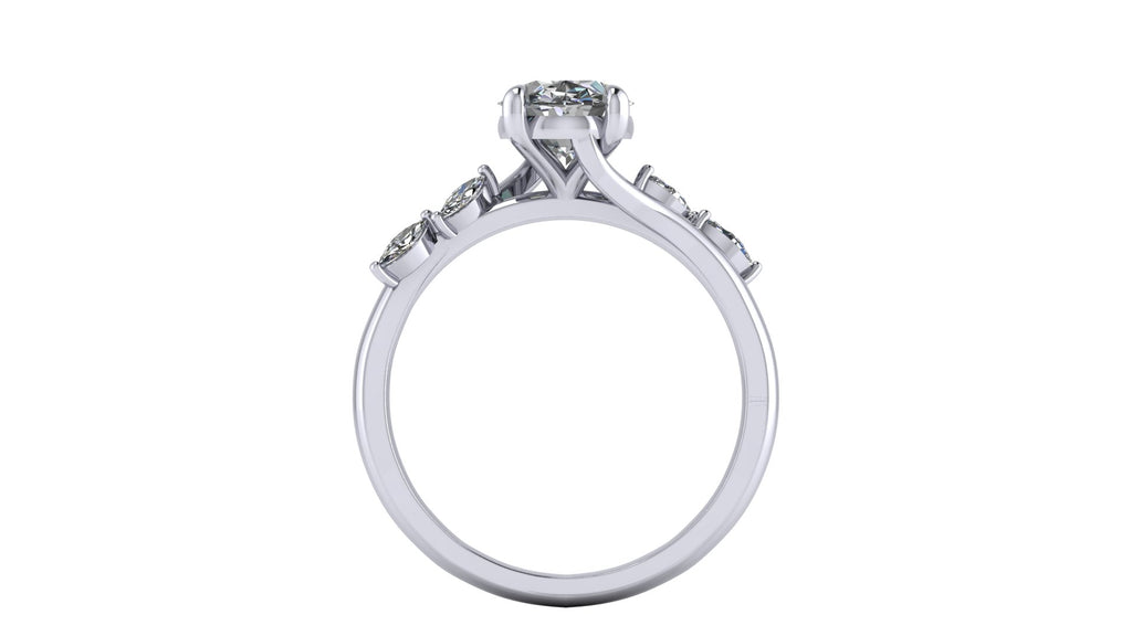 Anillo de compromiso  ovalado, diamantes laterales marquise - Armando