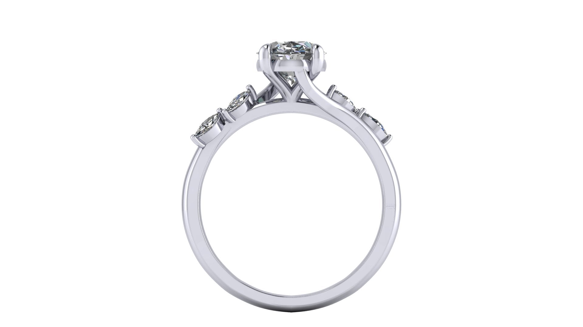Anillo de compromiso  ovalado, diamantes laterales marquise - Armando