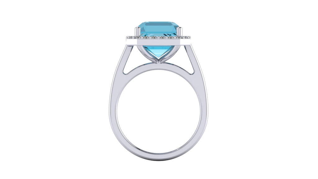 Anillo con topacio central corte esmeralda y halo de diamantes - Josefa