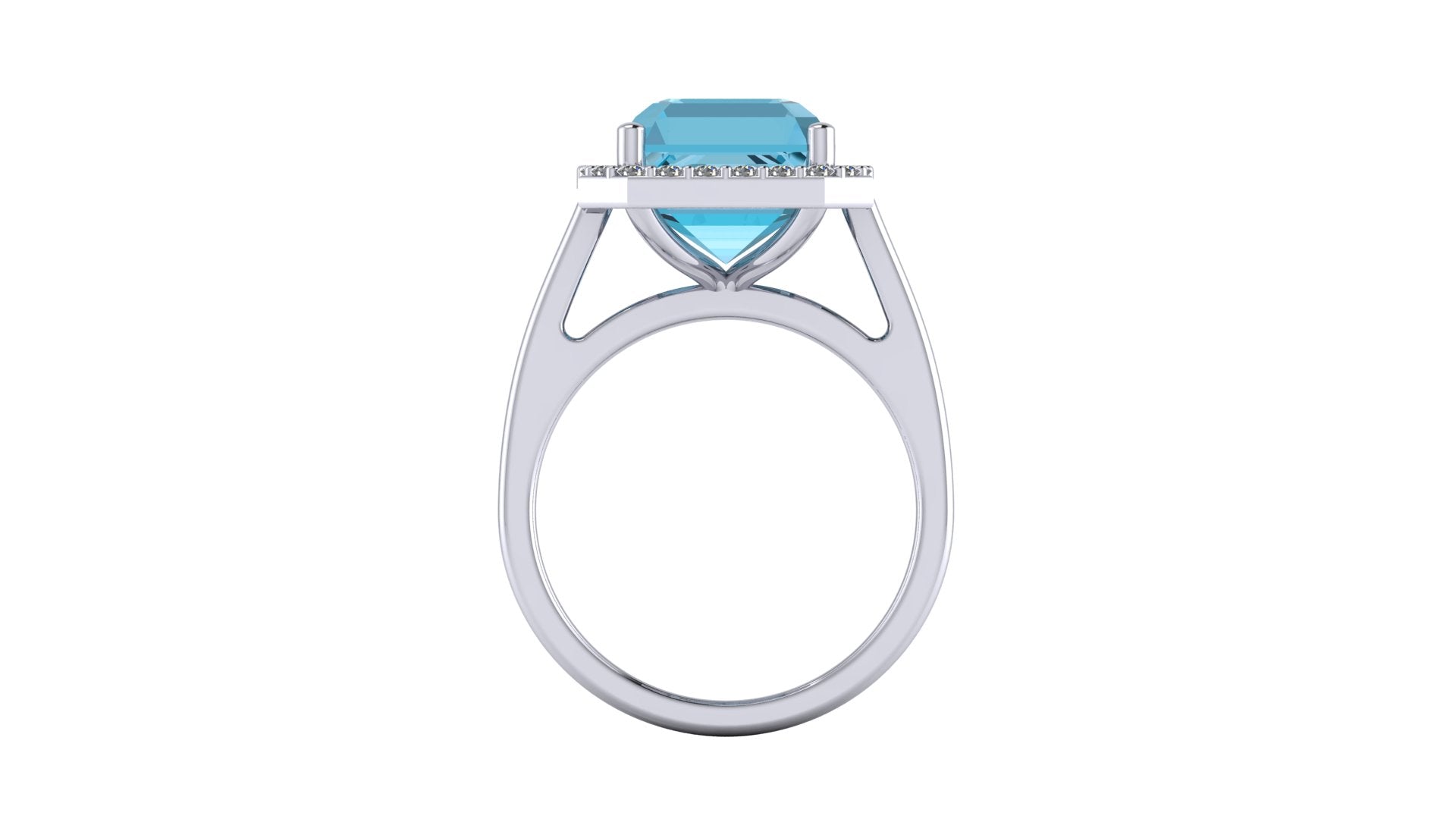 Anillo con topacio central corte esmeralda y halo de diamantes - Josefa