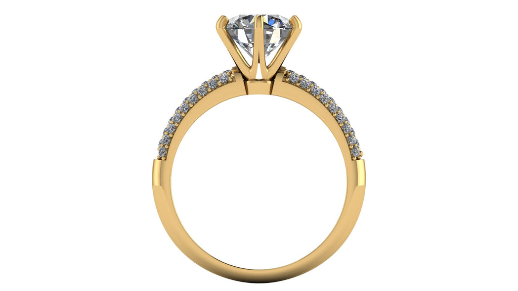 Anillo de compromiso  redondo, diamantes laterales - Gerardo