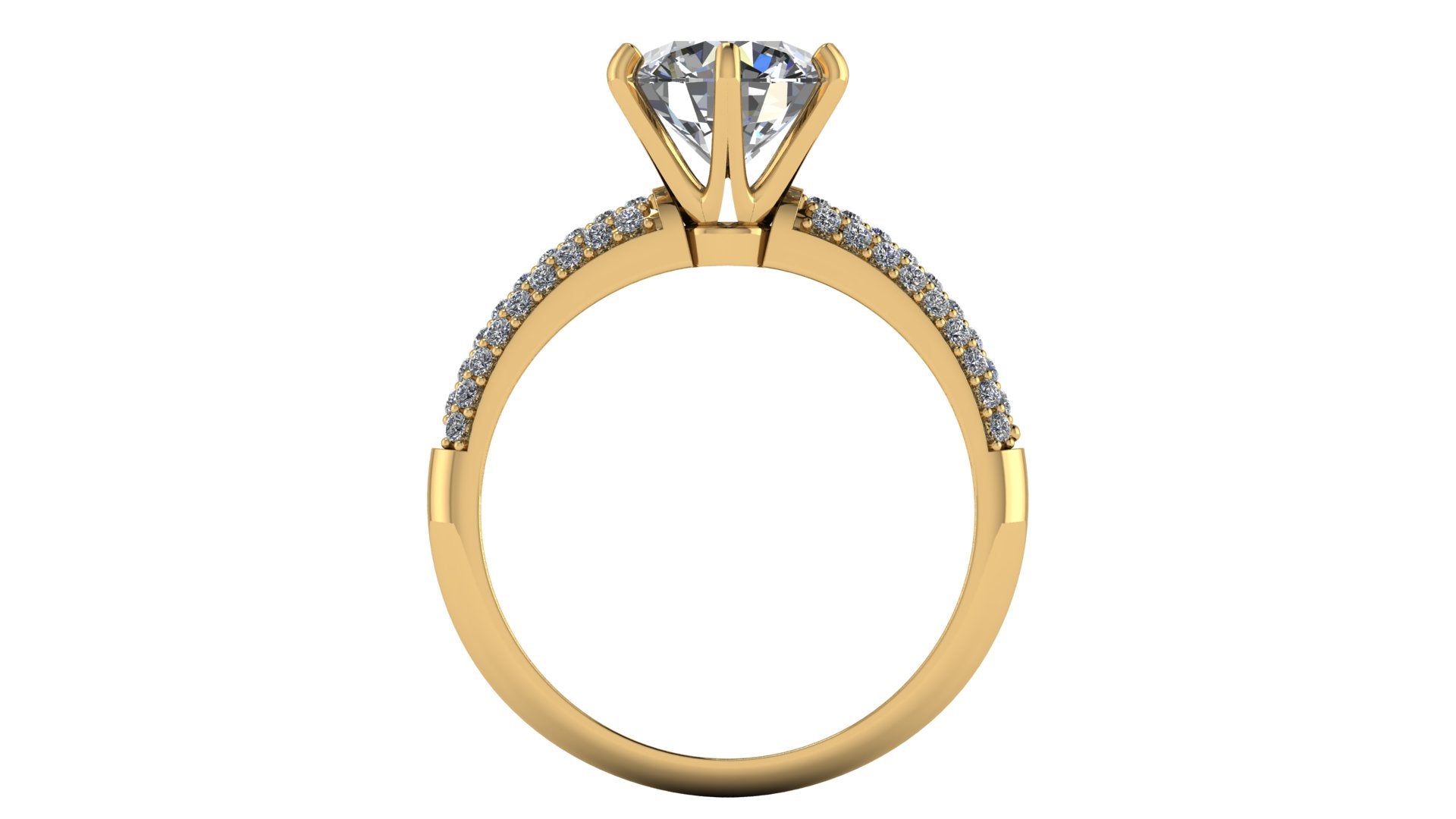 Anillo de compromiso  redondo, diamantes laterales - Gerardo