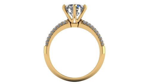 Anillo de compromiso  redondo, diamantes laterales - Gerardo
