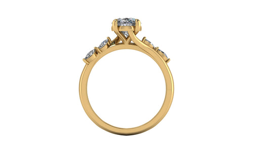 Anillo de compromiso  ovalado, diamantes laterales marquise - Armando