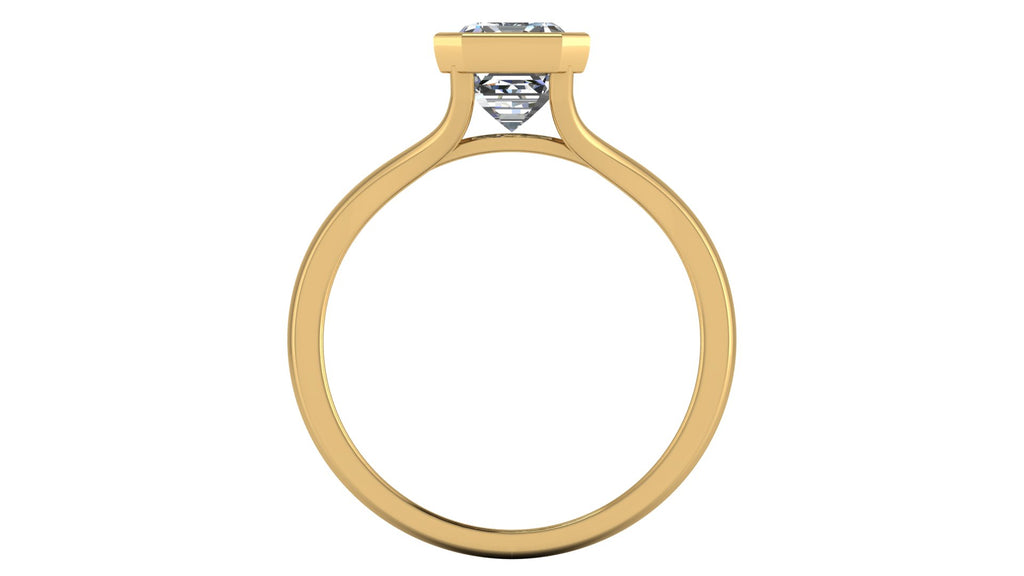Anillo de compromiso solitario bicelado corte esmeralda - Omar