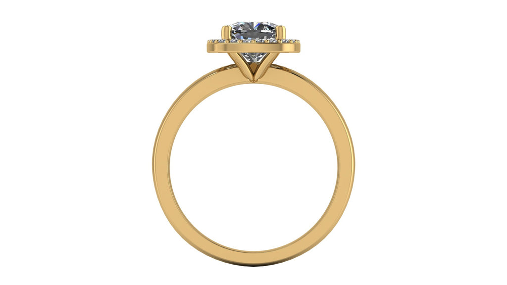 Anillo de compromiso  radiant, diamantes laterales y en halo - Antonio