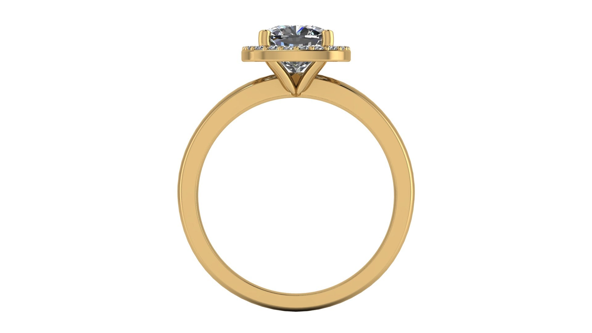 Anillo de compromiso  radiant, diamantes laterales y en halo - Antonio