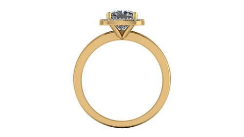 Anillo de compromiso  radiant, diamantes laterales y en halo - Antonio