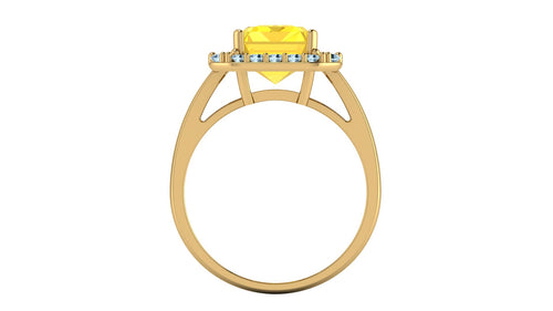 Anillo con citrino corte baguette y halo de topacios - Gala