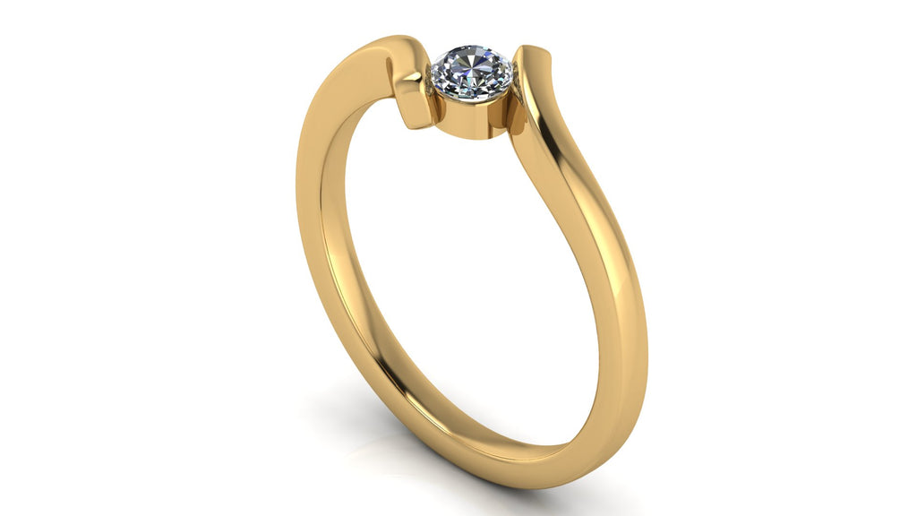 Anillo de compromiso solitario bicelado redondo - Francisco
