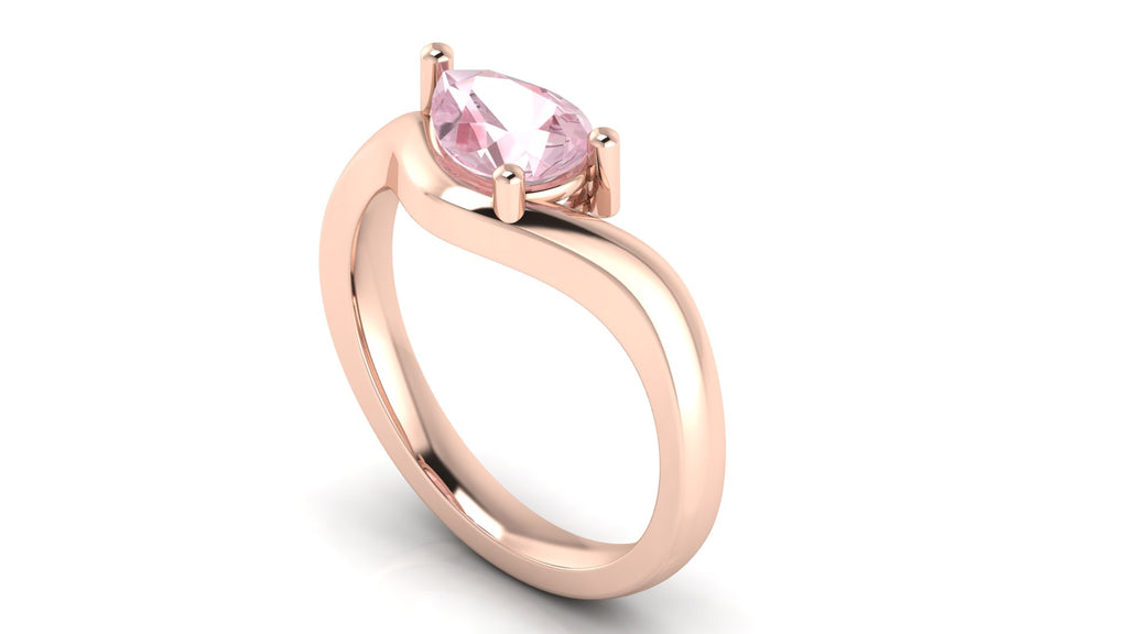 Anillo orgánico con zafiro rosa corte pera - Daniela