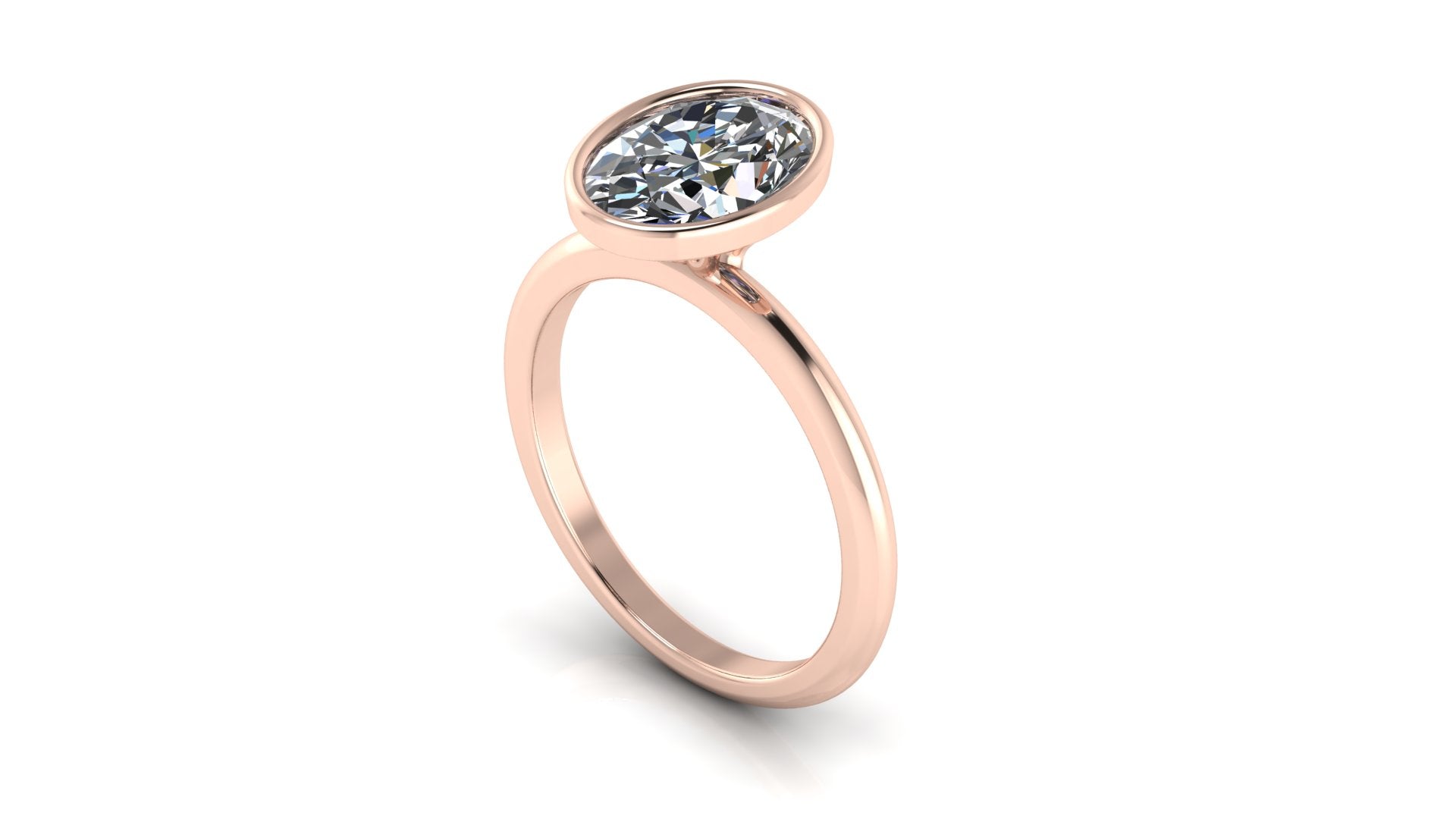 Anillo de compromiso solitario bicelado  ovalado - Emiliano