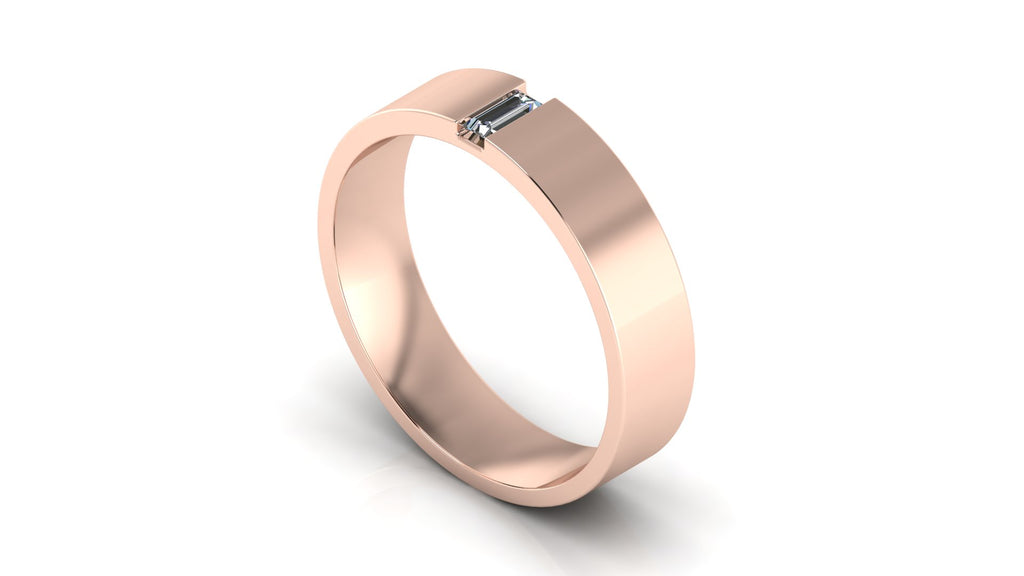 Anillo de compromiso solitario bicelado corte baguette - Andres