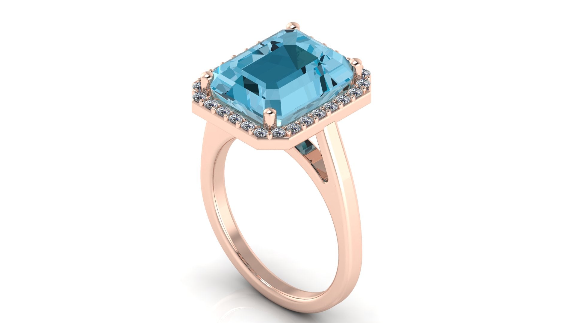 Anillo con topacio central corte esmeralda y halo de diamantes - Josefa