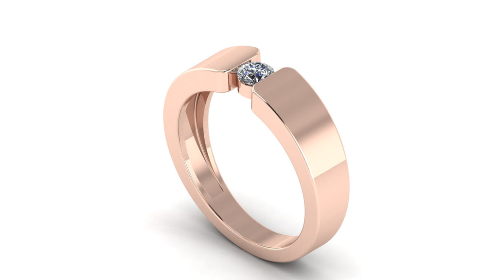 Anillo de compromiso con montura a tensión con banda - Dario