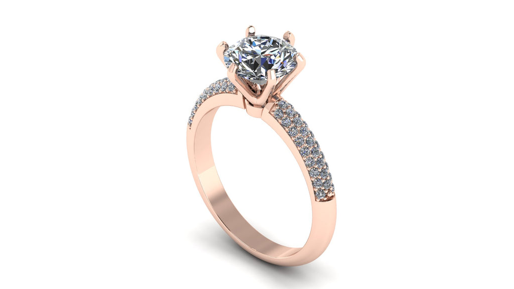 Anillo de compromiso  redondo, diamantes laterales - Gerardo