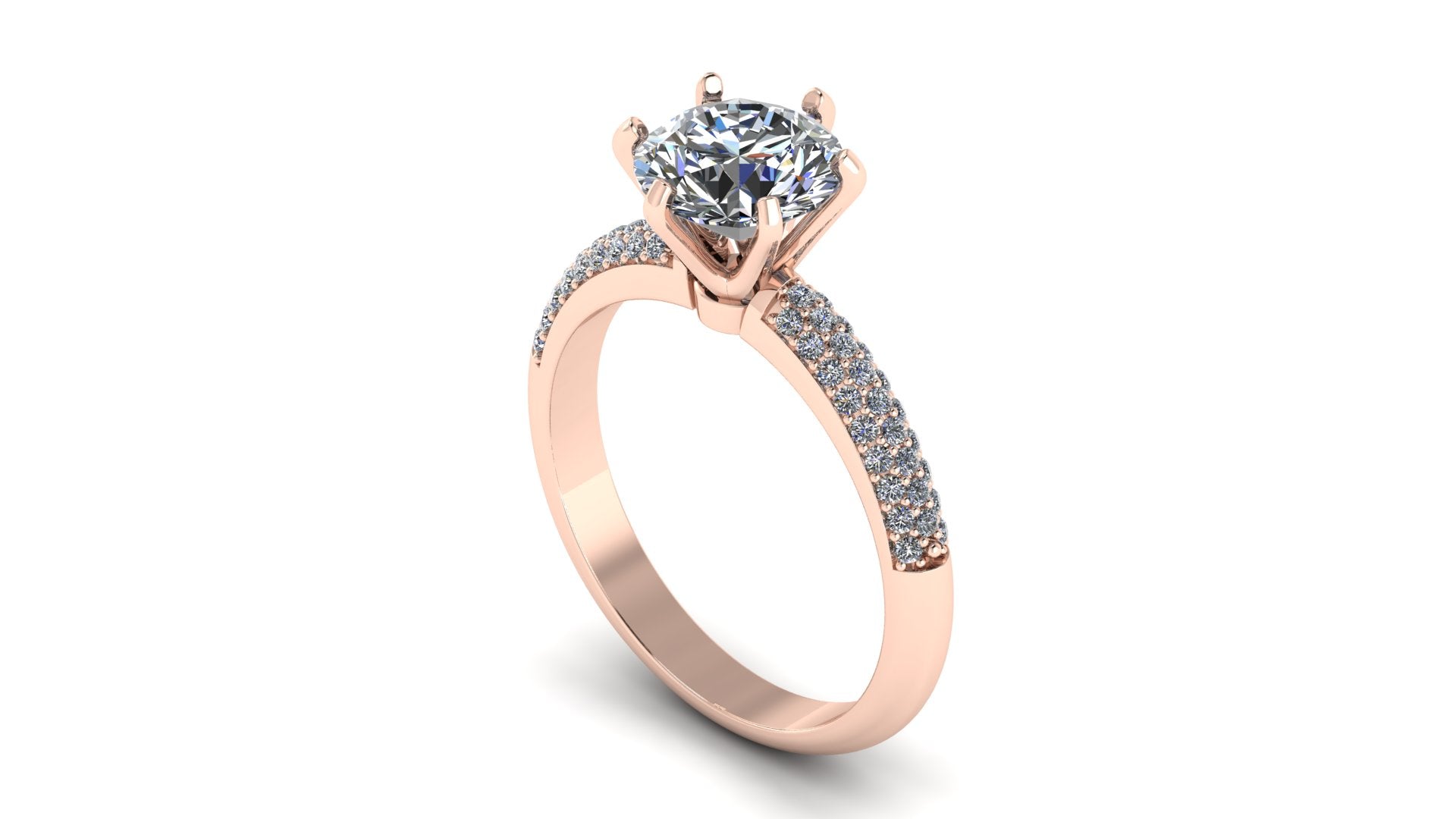 Anillo de compromiso  redondo, diamantes laterales - Gerardo