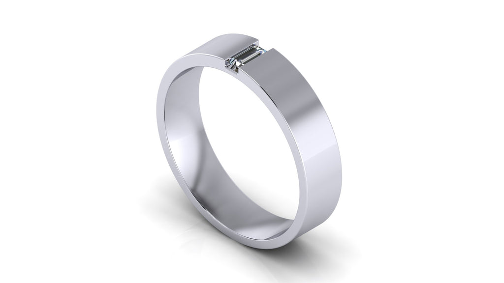 Anillo de compromiso solitario bicelado corte baguette - Andres